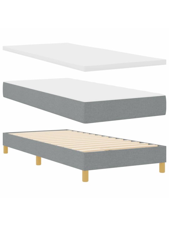 Voodiraam vedrumadratsiga helehall 90 x 200 cm kangas