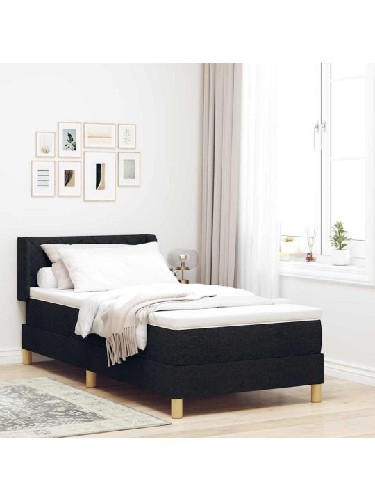 Kontinentaalvoodi madratsi ja peatsiga must 100 x 200 cm puit