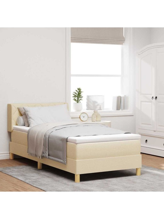 Voodiraam vedrumadratsiga peaga kreemjas 100 x 200 cm kangas