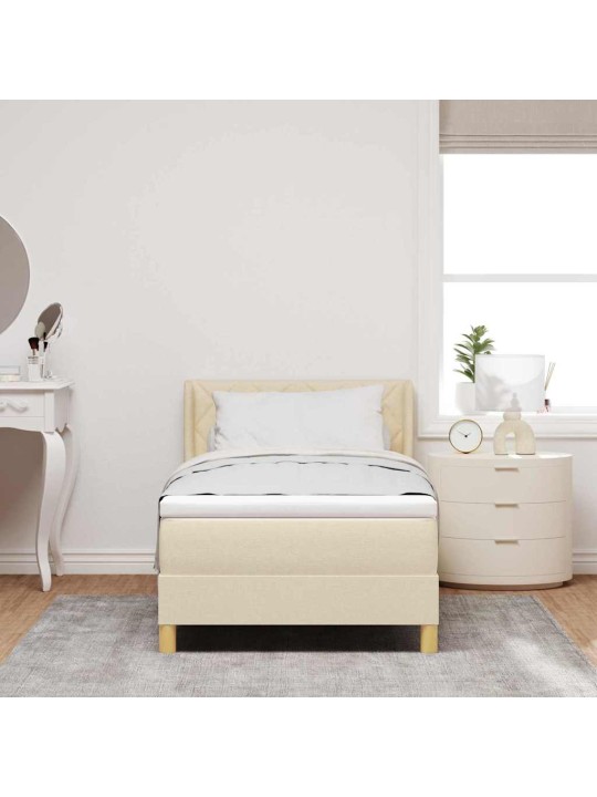 Voodiraam vedrumadratsiga peaga kreemjas 100 x 200 cm kangas