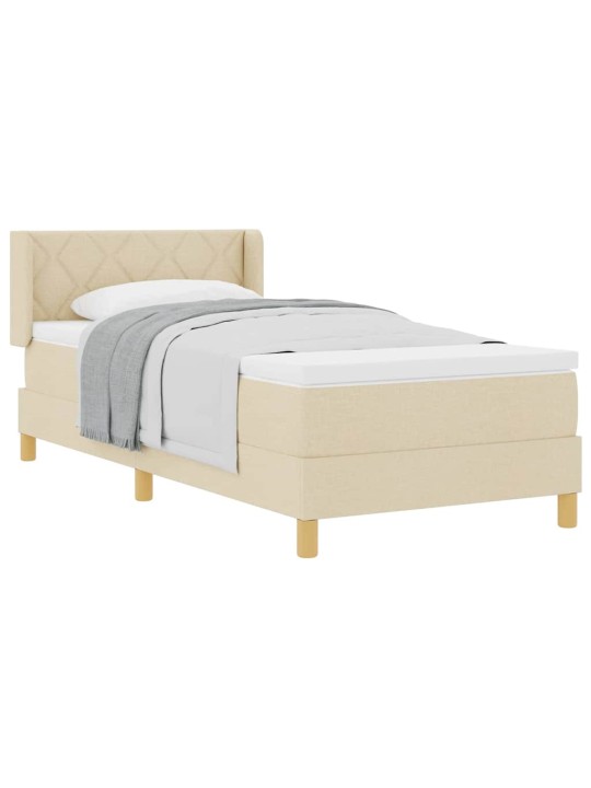 Voodiraam vedrumadratsiga peaga kreemjas 100 x 200 cm kangas