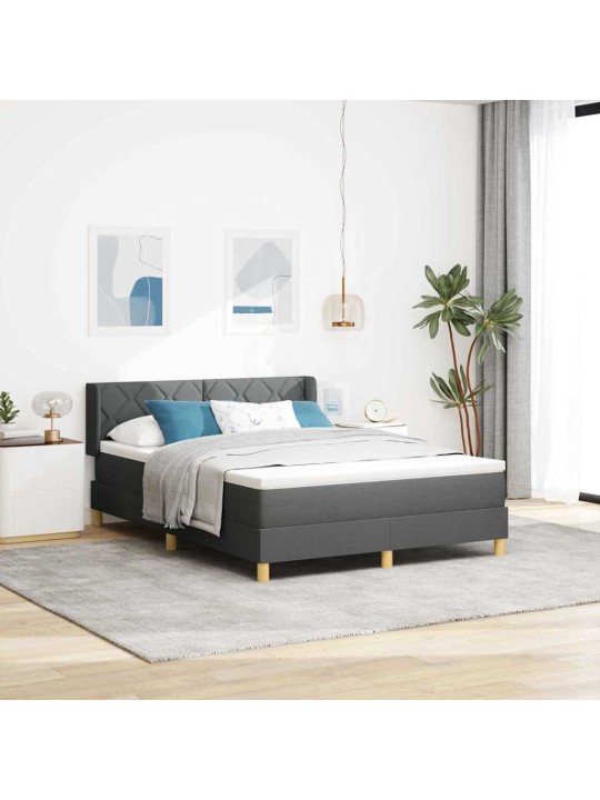 Voodiraam vedrumadratsiga tumehall 140 x 190 cm kangas