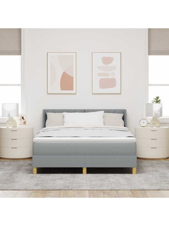 Voodiraam vedrumadratsiga helehall 140 x 200 cm kangas