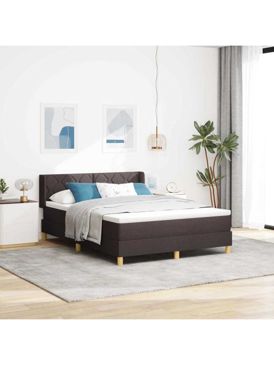 Kontinentaalvoodi peatsiga tumepruun ja valge 140 x 200 cm kangas
