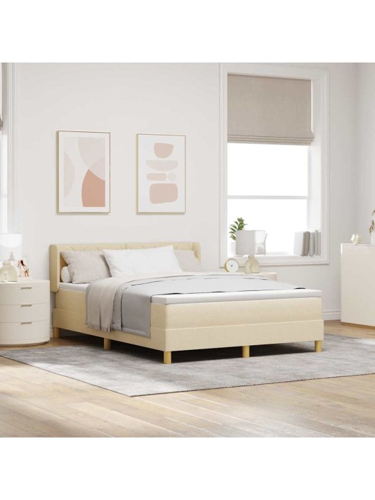 Voodiraam vedrumadratsiga peaga kreemjas 140 x 200 cm kangas