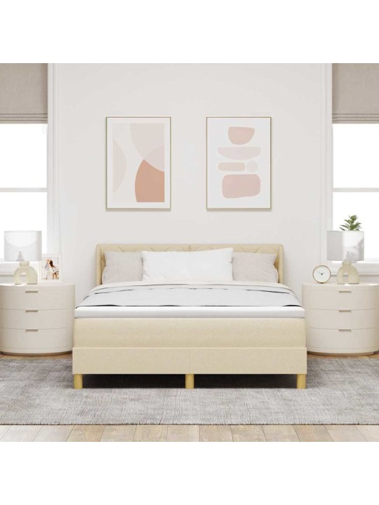 Voodiraam vedrumadratsiga peaga kreemjas 140 x 200 cm kangas