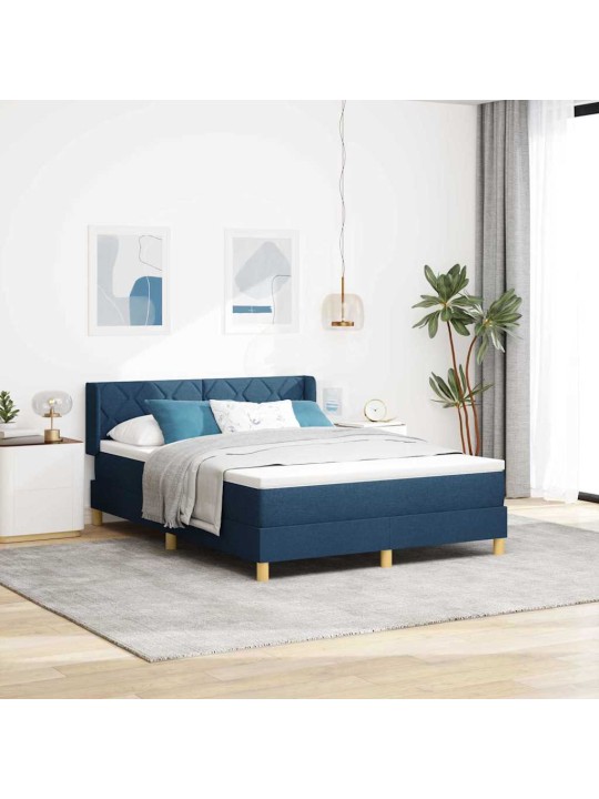 Voodiraam vedrumadratsiga peaga sinine 140 x 200 cm kangas