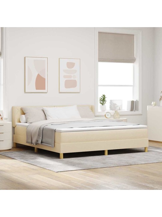 Voodiraam vedrumadratsiga peaga kreemjas 180 x 200 cm kangas