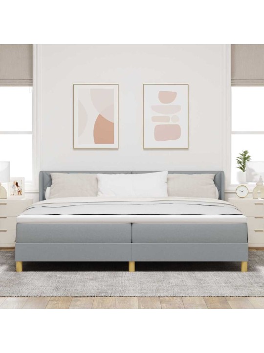 Voodiraam vedrumadratsiga helehall 200 x 200 cm kangas