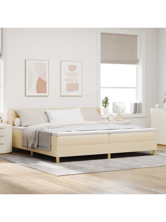 Voodiraam vedrumadratsiga peaga kreemjas 200 x 200 cm kangas