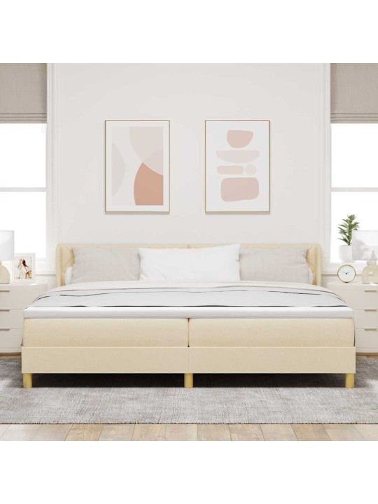 Voodiraam vedrumadratsiga peaga kreemjas 200 x 200 cm kangas