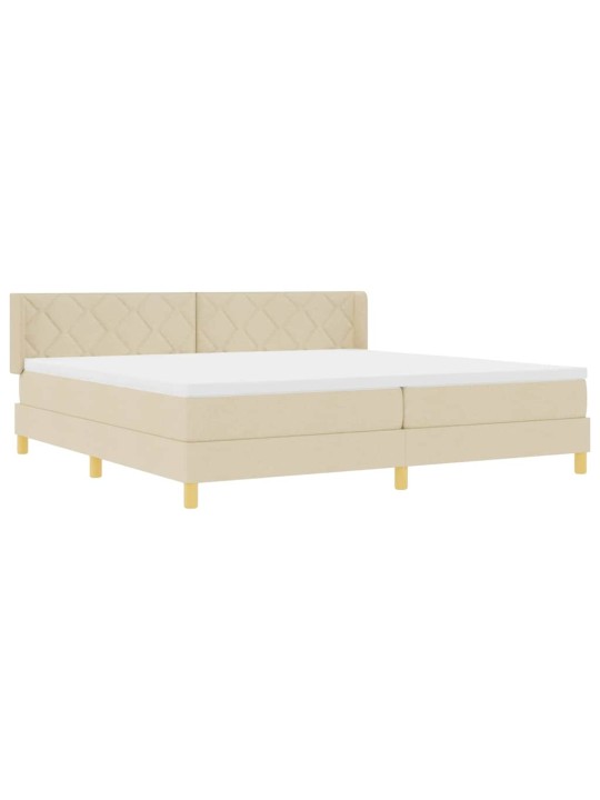 Voodiraam vedrumadratsiga peaga kreemjas 200 x 200 cm kangas