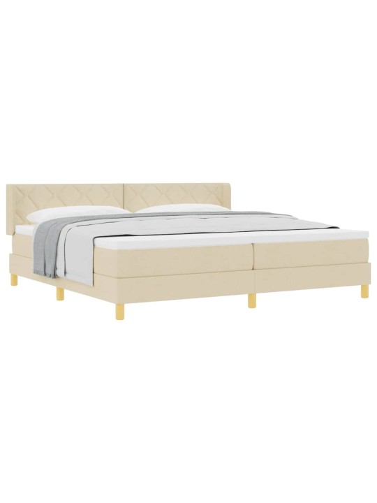 Voodiraam vedrumadratsiga peaga kreemjas 200 x 200 cm kangas