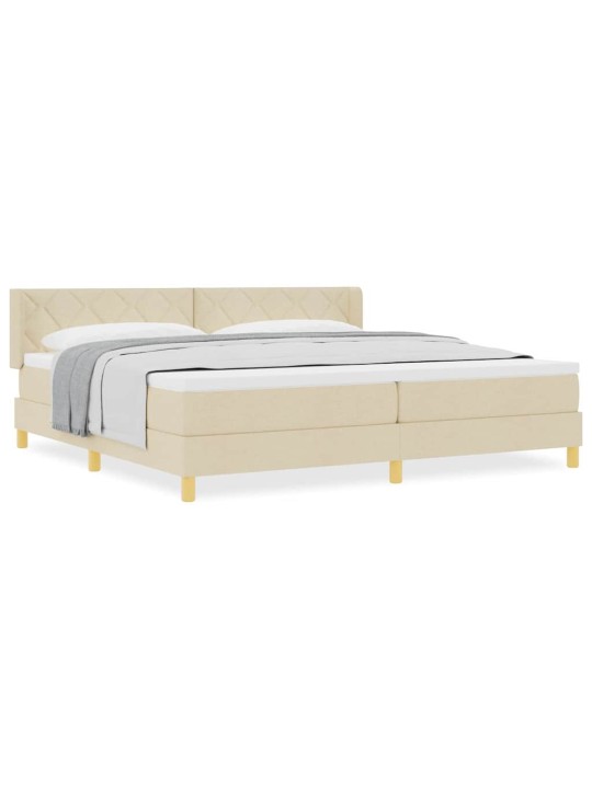 Voodiraam vedrumadratsiga peaga kreemjas 200 x 200 cm kangas