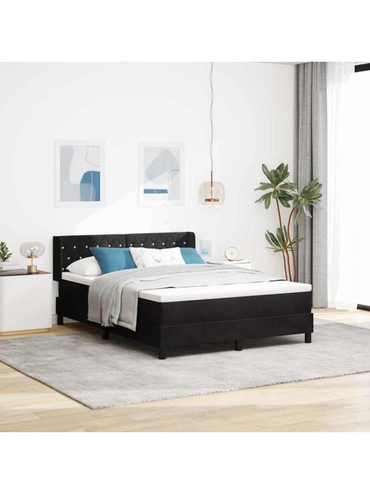 Kontinentaalvoodi koos madratsiga must 100x200 cm samet must