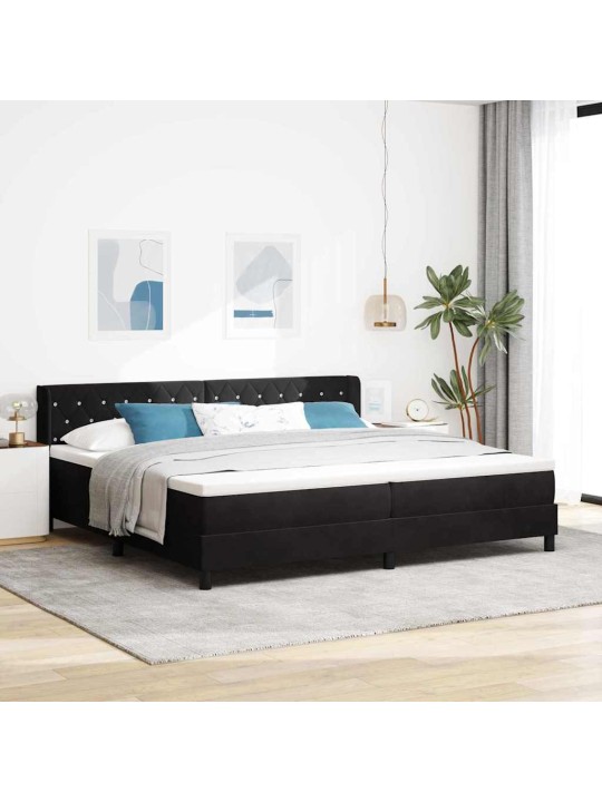 Kontinentaalvoodi koos madratsiga must 100x200 cm samet must