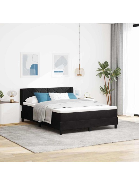 Kontinentaalvoodi koos madratsiga must 100x200 cm samet must