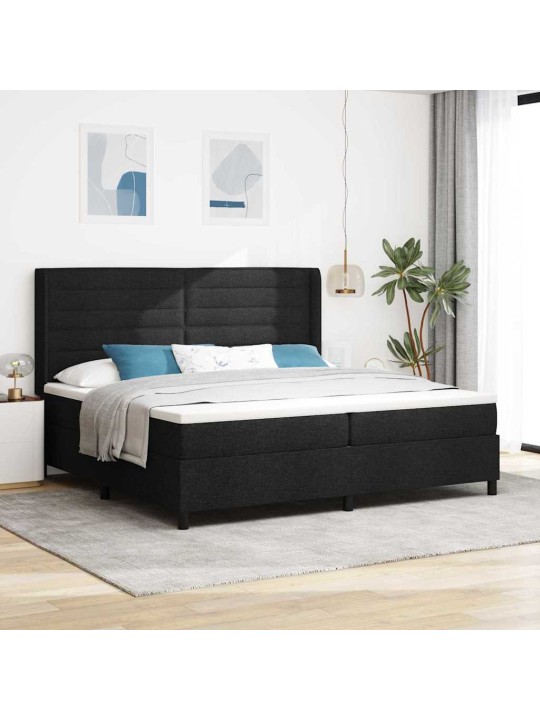 Kontinentaalvoodi madratsi ja peatsiga must 200 x 200 cm kangas