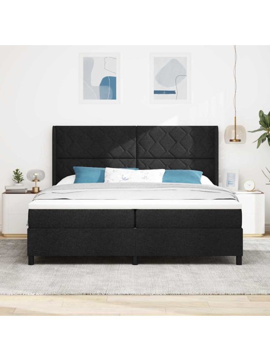 Kontinentaalvoodi madratsi ja peatsiga must 200 x 200 cm kangas