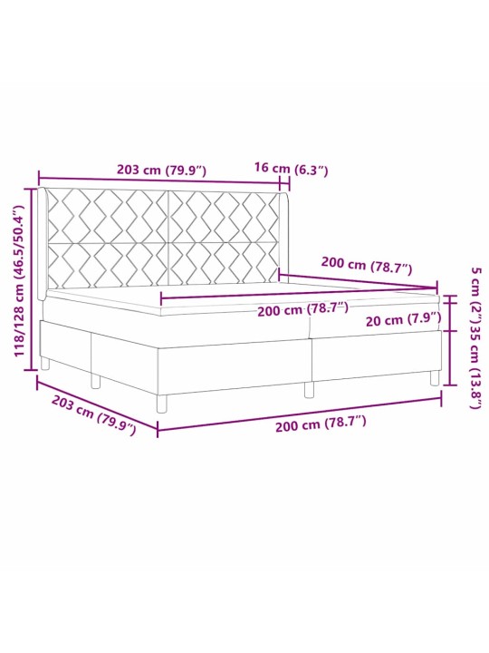 Kontinentaalvoodi madratsi ja peatsiga must 200 x 200 cm kangas