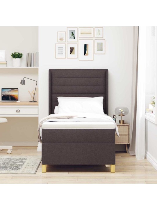 Kontinentaalvoodi madratsiga peaga tumepruun 80 x 200 cm kangas