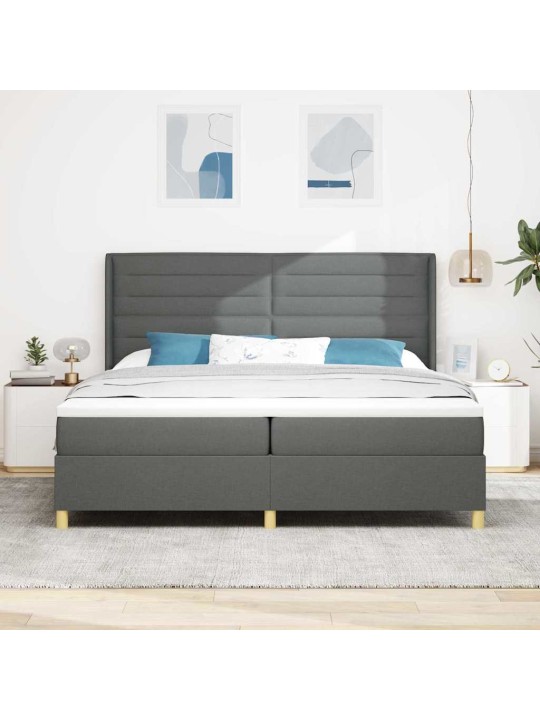 Kontinentaalvoodi madratsiga peaga tumehall 200 x 200 cm kangas
