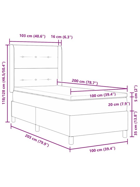 Kontinentaalvoodi madratsiga peaga helehall 100 x 200 cm kangas