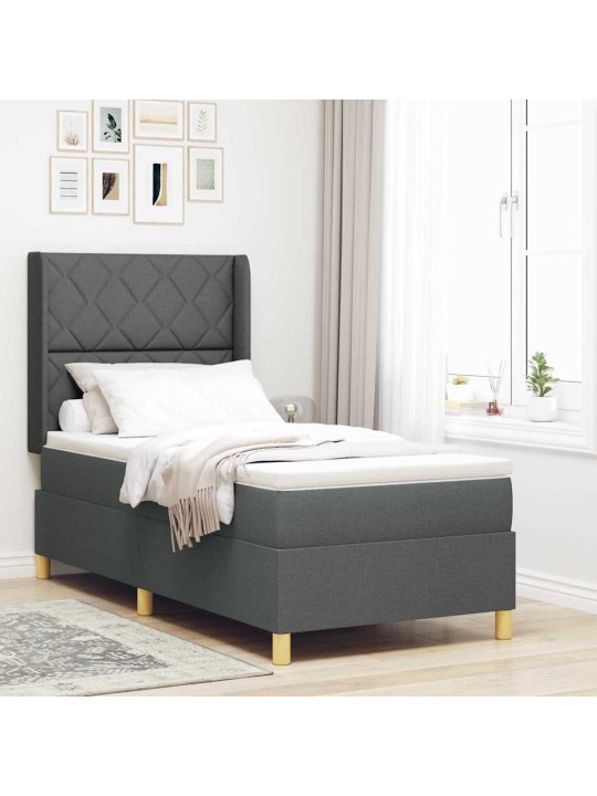 Kontinentaalvoodi madratsiga peaga tumehall 90 x 200 cm kangas