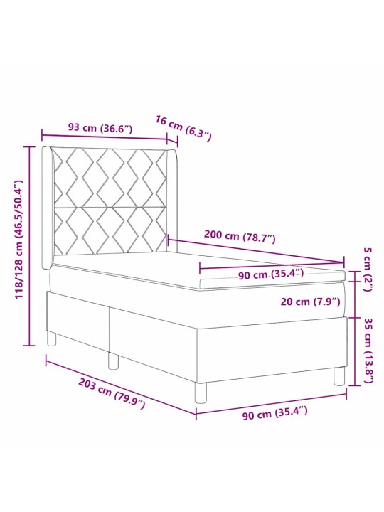 Kontinentaalvoodi madratsiga peaga sinine 90 x 200 cm kangas