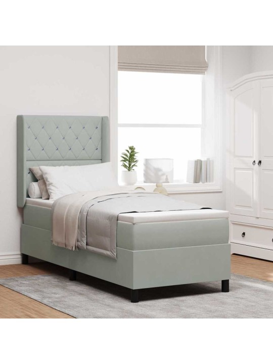 Kontinentaalvoodi peatsiga helehall 80 x 200 cm samet
