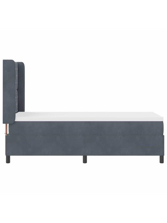 Kontinentaalvoodi peatsiga tumehall 80 x 200 cm samet
