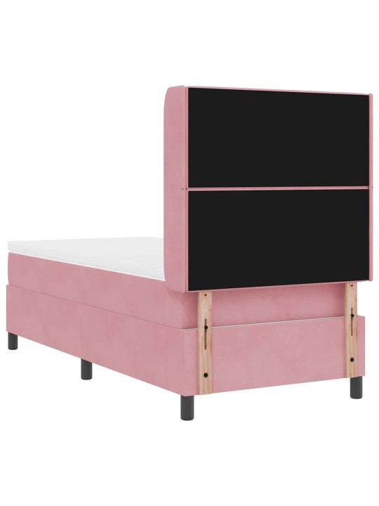 Kontinentaalvoodi peatsiga roosa 90 x 190 cm samet