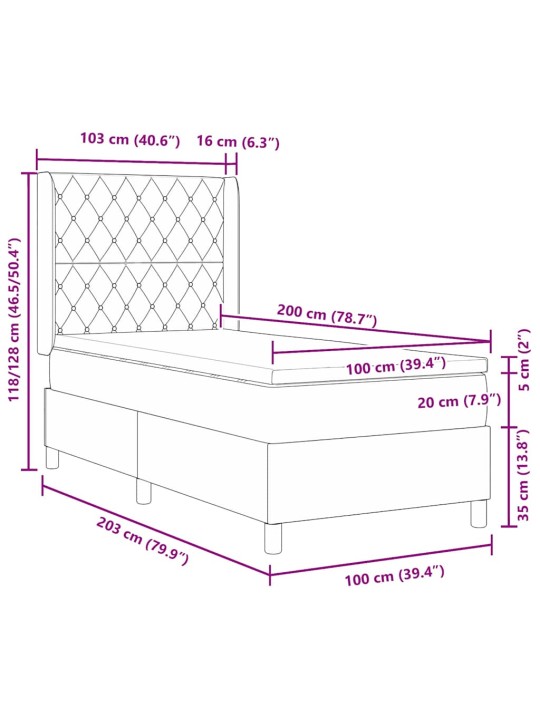 Kontinentaalvoodi peatsiga helehall 100 x 200 cm samet