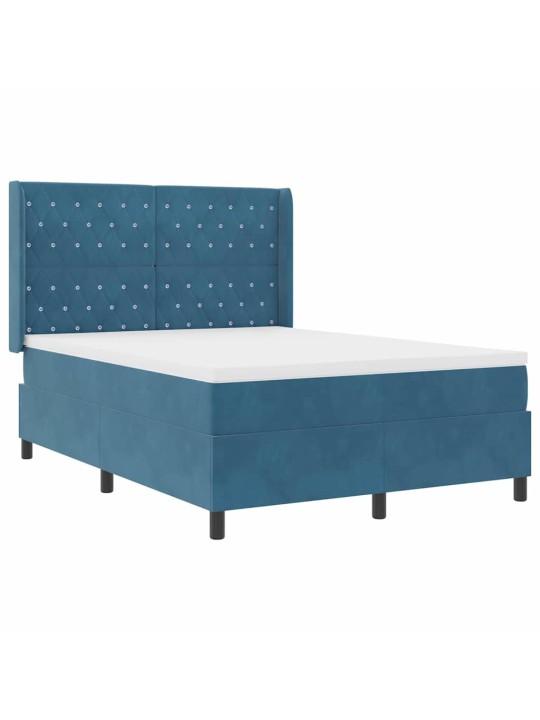 Kontinentaalvoodi peatsiga sinine 140 x 190 cm samet