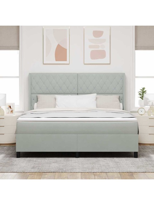 Kontinentaalvoodi peatsiga helehall 180 x 200 cm samet