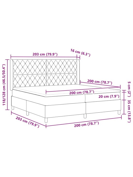 Kontinentaalvoodi peatsiga helehall 200 x 200 cm samet