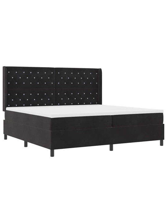 Kontinentaalvoodi peatsiga must 200 x 200 cm samet
