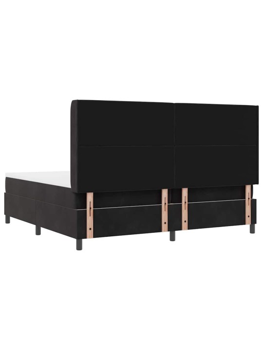 Kontinentaalvoodi peatsiga must 200 x 200 cm samet