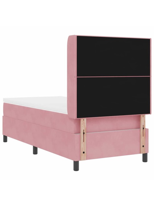 Kontinentaalvoodi peatsiga roosa 90 x 190 cm samet