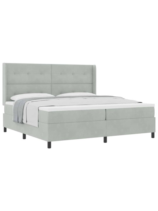 Kontinentaalvoodi peatsiga helehall 200 x 200 cm samet