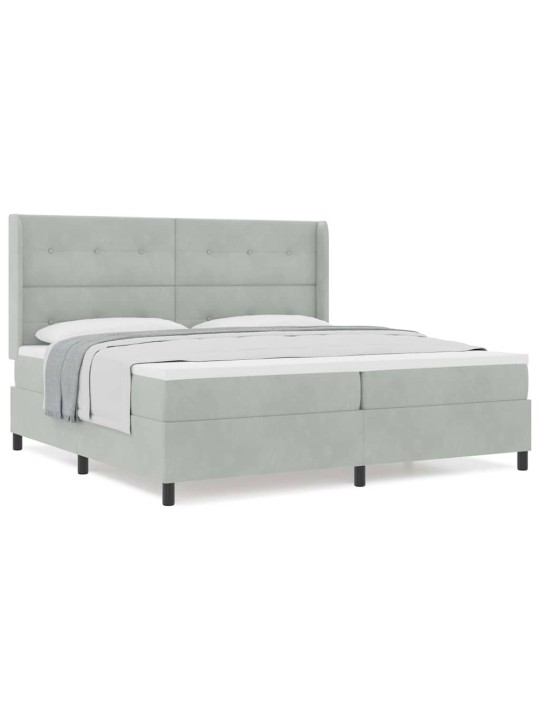 Kontinentaalvoodi peatsiga helehall 200 x 200 cm samet