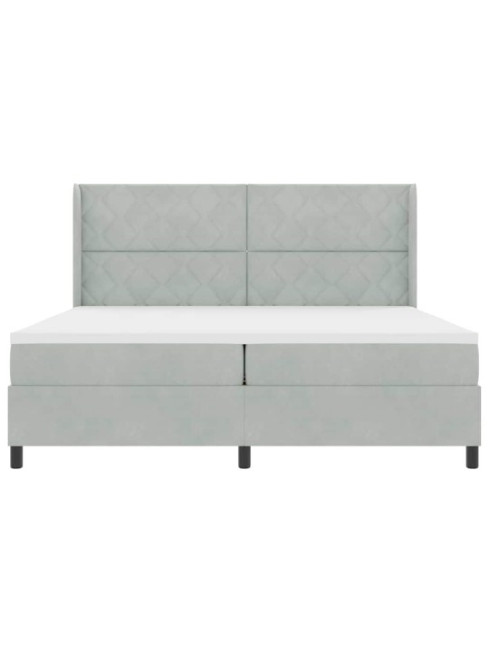 Kontinentaalvoodi peatsiga helehall 200 x 200 cm samet