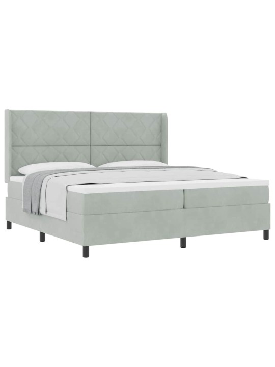 Kontinentaalvoodi peatsiga helehall 200 x 200 cm samet