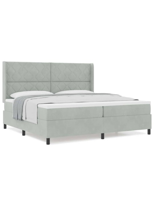 Kontinentaalvoodi peatsiga helehall 200 x 200 cm samet