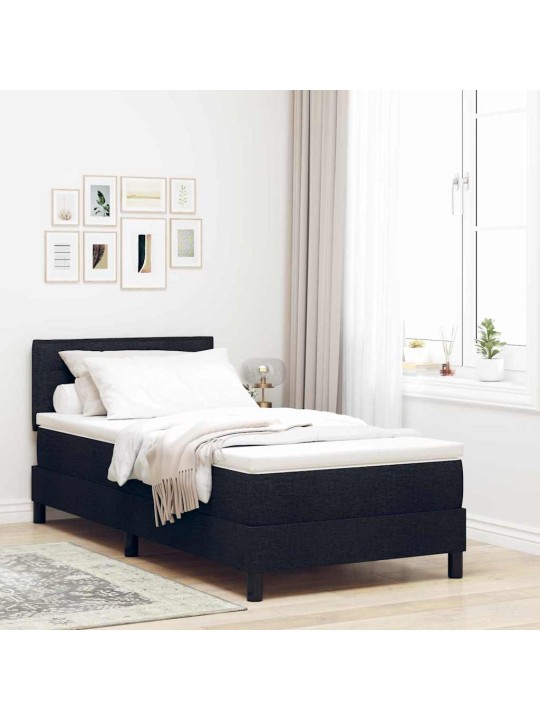 Kontinentaalvoodi madratsi ja peatsiga must 90 x 200 cm kangas