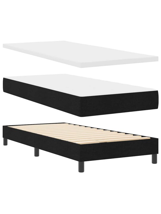 Kontinentaalvoodi madratsi ja peatsiga must 90 x 200 cm kangas