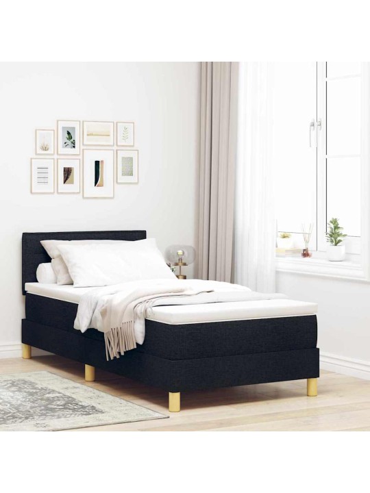 Kontinentaalvoodi madratsi ja peatsiga must 80 x 200 cm kangas