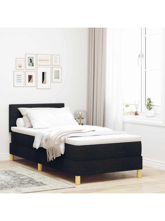 Kontinentaalvoodi madratsi ja peatsiga must 80 x 200 cm kangas