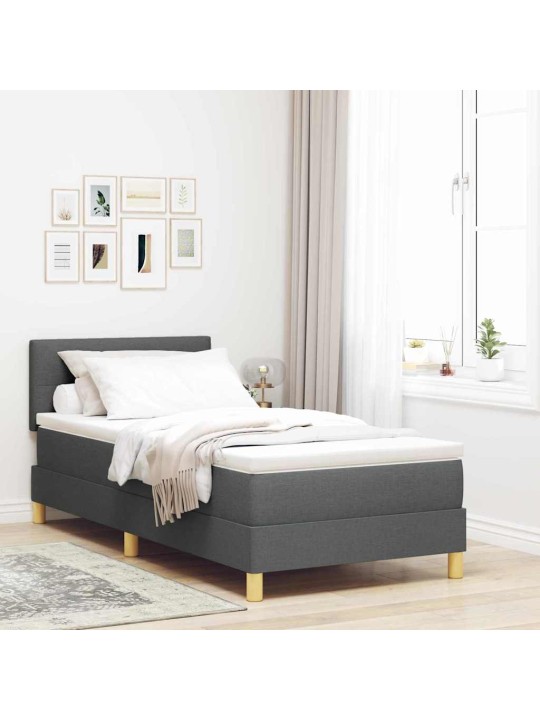 Kontinentaalvoodi madratsi ja peatsiga tumehall 90 x 200 cm kangas