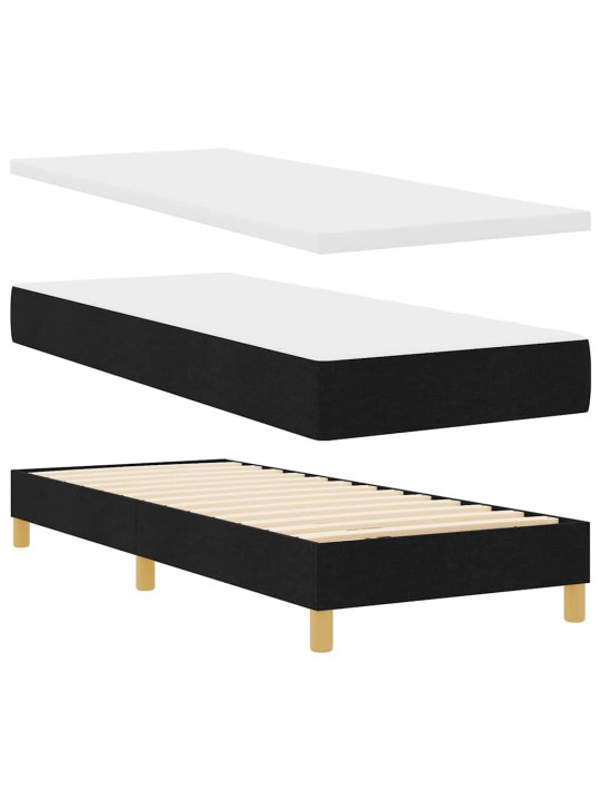 Kontinentaalvoodi madratsi ja peatsiga must 80 x 200 cm kangas